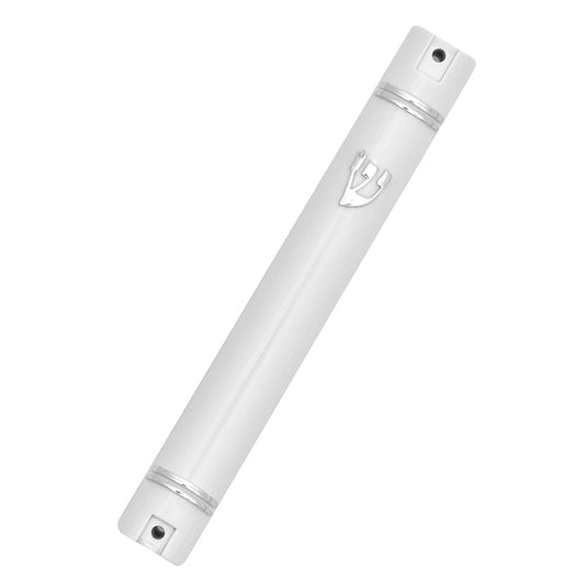 Classic White Mezuzah Case 8", Weatherproof, Includes screws and tape